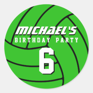 Green Volleyball Sticker Sports Birthday Party