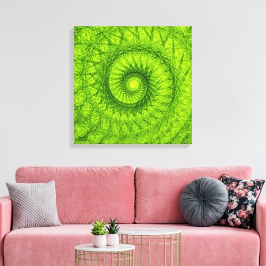 Green Vortex Canvas (Insitu (Woonkamer))