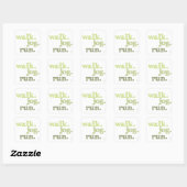 GREEN WALK JOG RUN (font SHADED) Vierkante Sticker (Vel)