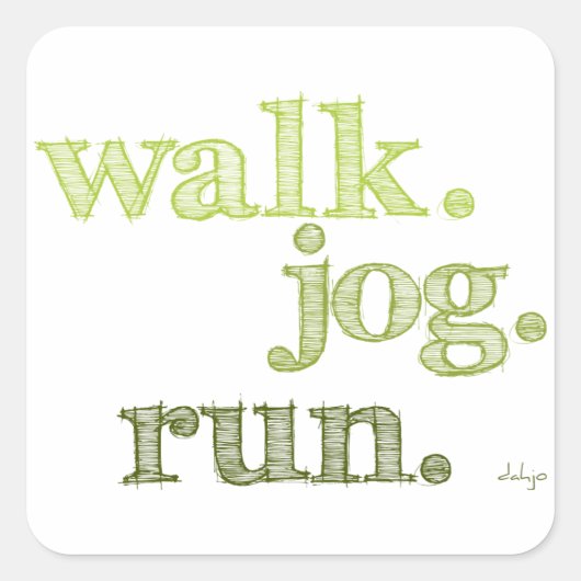 GREEN WALK JOG RUN (font SHADED) Vierkante Sticker (Voorkant)