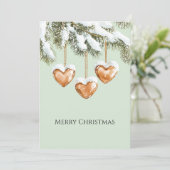 Green Warm Creamy Caramel Hearts Christmas Tree  Kaart (Staand voorkant)