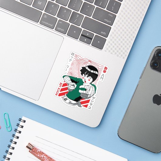 💪 Green Warrior Sticker – Anime-Inspired Ninja Vi (Laptop met iPhone)