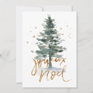 Green Watercoats Christmas Tree Noel Typography Feestdagenkaart