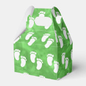 Green Watercolor Baby Shower Footprint Pattern Bedankdoosjes (Achterkant)