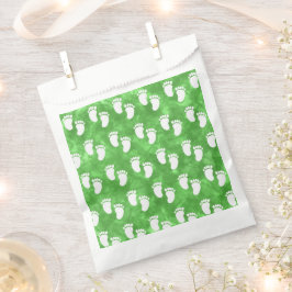 Green Watercolor Baby Shower Footprint Pattern Bedankzakje