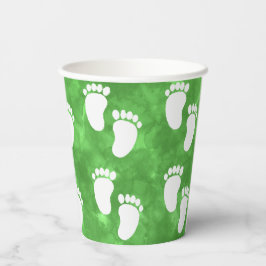 Green Watercolor Baby Shower Footprint Pattern Papieren Bekers