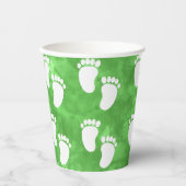 Green Watercolor Baby Shower Footprint Pattern Papieren Bekers (Voorkant)