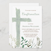 green watercolor cross Confirmation Kaart (Voorkant / Achterkant)