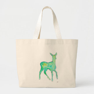 Green Watercolor Deer Bag Grote Tote Bag