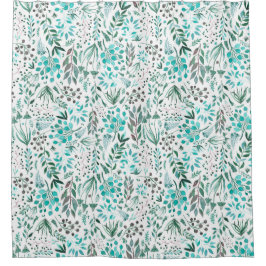 Green Watercolor Foliage Douchegordijn