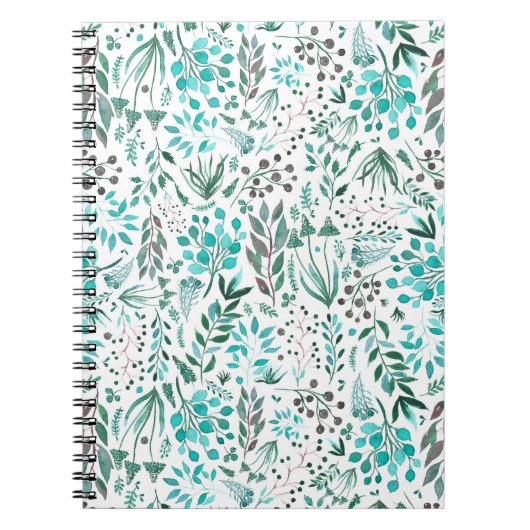 Green Watercolor Foliage Notitieboek (Voorkant)