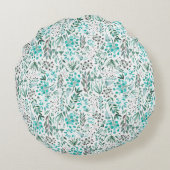Green Watercolor Foliage Rond Kussen (Achterkant)