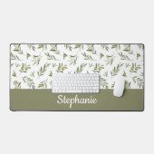 Green Watercolor FrenchCountry Olive Monogram Name Bureaumat (Keyboard & Muis)