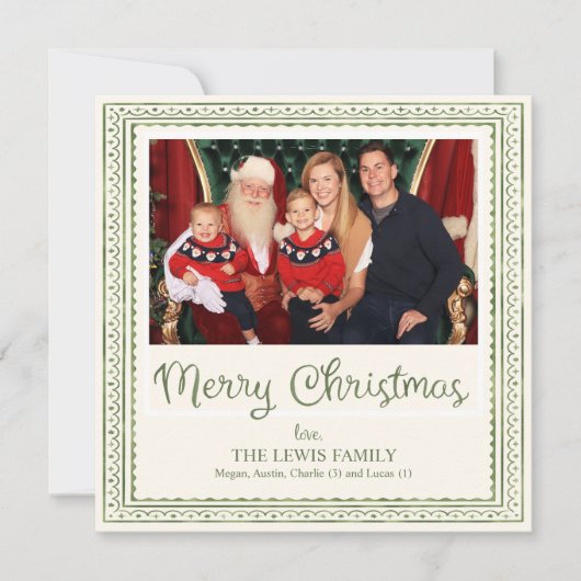 Green Watercolor Scallop Pattern Christmas Feestdagenkaart (Voorkant)