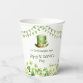 Green Watercolor Shamrock St Patrick's Day Party Papieren Bekers (Achterkant)