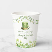 Green Watercolor Shamrock St Patrick's Day Party Papieren Bekers (Voorkant)