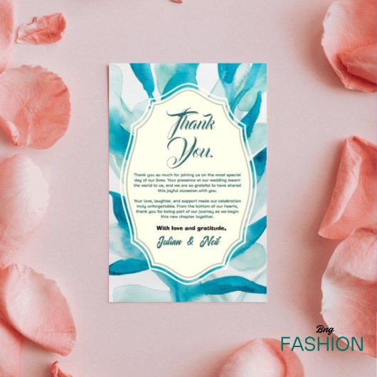 Green Watercolor Simple Wedding  Bedankkaart