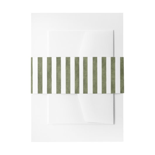 Green Watercolor Stripes Wedding Uitnodigingen Wikkel (Voorkant Voorbeeld)
