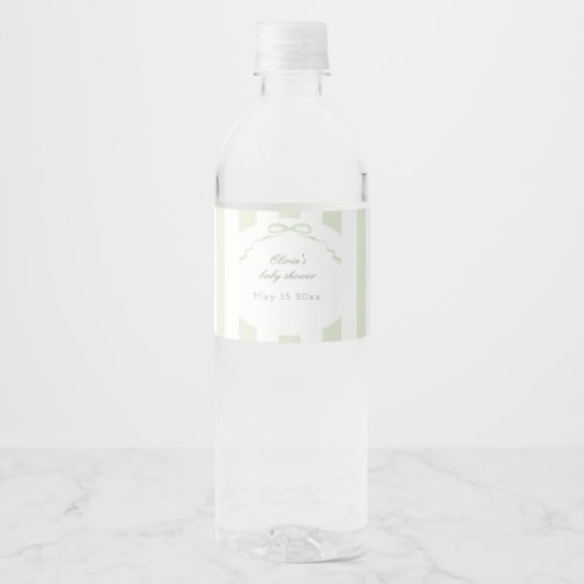 Green Watercolor Water Bottle Label Waterfles Etiket (Voorkant)