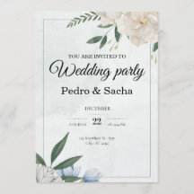 Green watercolor wedding party