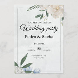 Green watercolor wedding party kaart
