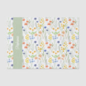 Green Watercolor Wildflower Name Tissuepapier (Voorkant)