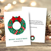 Green Watercolor Wreath Christmas Card Feestdagenkaart