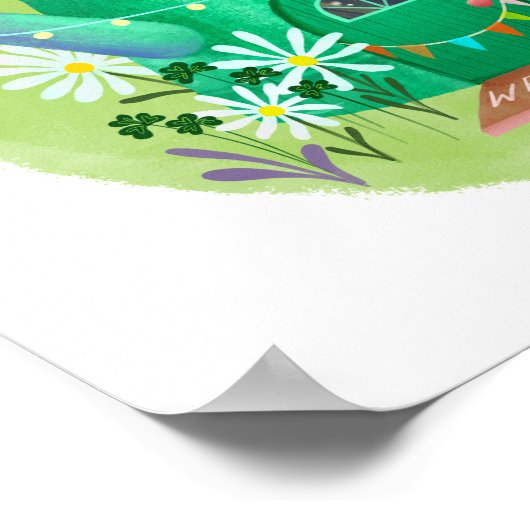 Green Watering Can Cottage Art Print (Hoek)