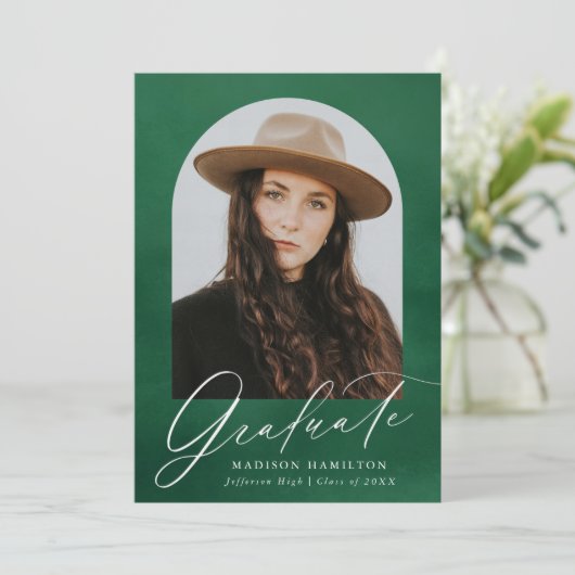 Green Waterverf Arch 7 Photo Collage Afstuderen Aankondiging (Staand voorkant)