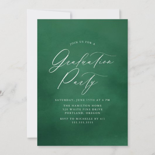 Green Waterverf Arch Photo Graduparty Kaart (Achterkant)