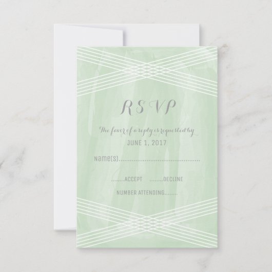 Green Waterverf Deco RSVP Kaartje (Voorkant)
