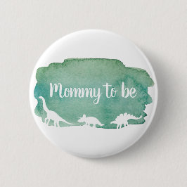 Green Waterverf Dinosaur Baby shower Mama Ronde Button 5,7 Cm