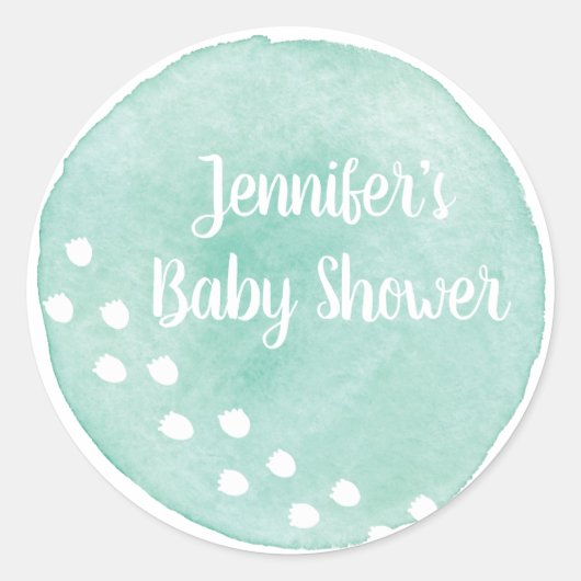 Green Waterverf Dinosaur Baby shower Sticker (Voorkant)