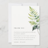 GREEN WATERVERF FERN FOLIAGE DANK U BEDANKKAART (Voorkant)