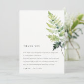 GREEN WATERVERF FERN FOLIAGE DANK U BEDANKKAART (Staand voorkant)