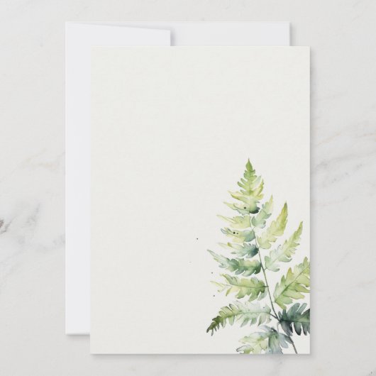 GREEN WATERVERF FERN FOLIAGE DANK U BEDANKKAART (Achterkant)