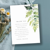 GREEN WATERVERF FERN FOLIAGE DANK U BEDANKKAART