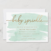 Green Waterverf Gold Baby Sprinkle Invitation Kaart (Voorkant)