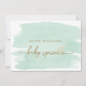 Green Waterverf Gold Baby Sprinkle Invitation Kaart (Achterkant)