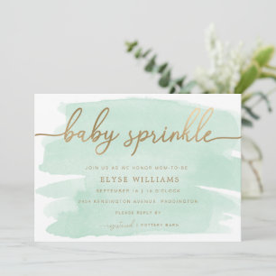 Green Waterverf Gold Baby Sprinkle Invitation Kaart