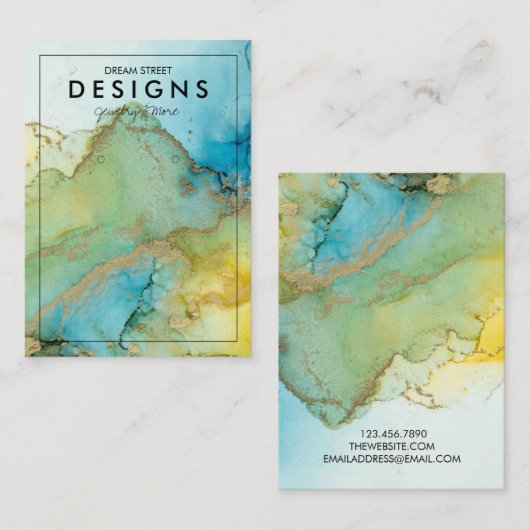Green Waterverf Gold Trendy Earring Display Kaart Visitekaartje (Voorkant / Achterkant)