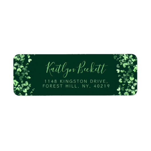 Green Waterverf Hearts Irish St. Patrick's Day Etiket (Voorkant)