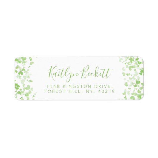 Green Waterverf Hearts Irish St. Patrick's Day Etiket (Voorkant)