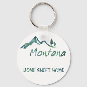 Green Waterverf Home Sweet Home Montana Sleutelhan Sleutelhanger