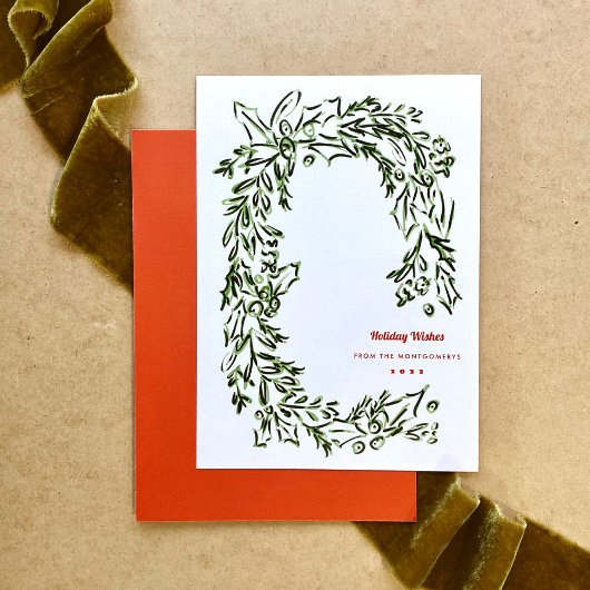 Green Waterverf Kerstmis Wreated Corporate Feestdagenkaart