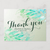 Green Waterverf Leaf Botanical Wedding Dank je Briefkaart (Voorkant)
