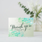 Green Waterverf Leaf Botanical Wedding Dank je Briefkaart (Staand voorkant)