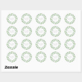 "Green Waterverf Leaf Branch Wreath"-label Ronde Sticker (Vel)