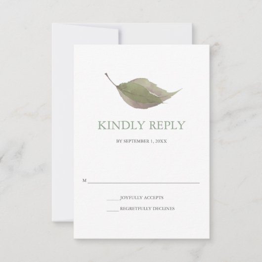 Green Waterverf Leaf Wedding RSVP (Voorkant)