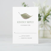 Green Waterverf Leaf Wedding RSVP Kaartje (Staand voorkant)